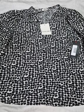 Olivia Grey Black & White Printed Blouse